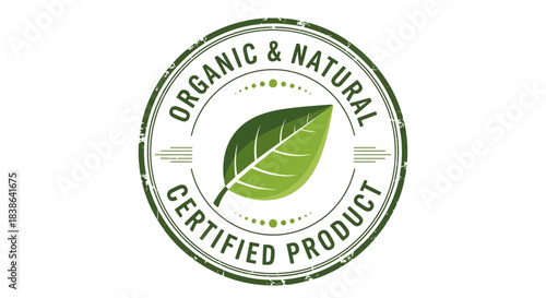 Organic and natural certified product green leaf logo on