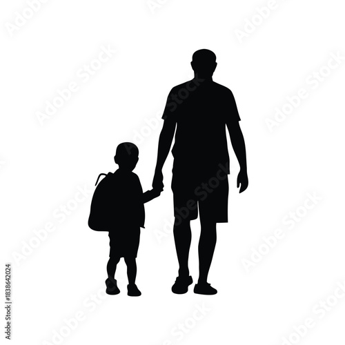 Father and child walking hand in hand a heartwarming silhouette