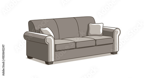 Gray sofa with two cushions on