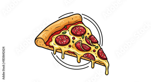 A delicious slice of pepperoni pizza with melted cheese on a plate