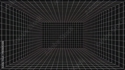 Futuristic grid tunnel with dynamic perspective
