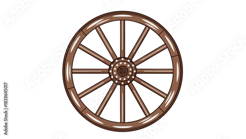 A Rustic Wooden Wagon Wheel With A Black Background And White Highlights Evoking A Sense Of History And Simplicity