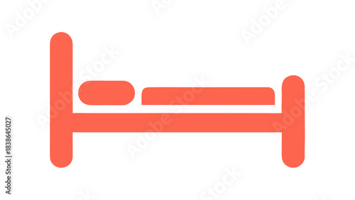 A Simple Coral Colored Bed Icon With Pillow On A Black Background Representing Sleep Rest And Comfort