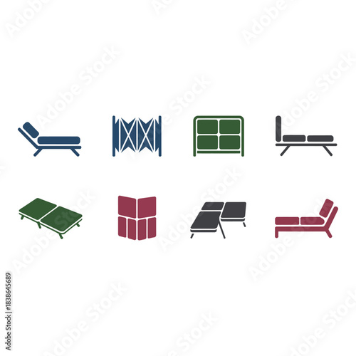 Collection of outdoor furniture and room dividers in flat design