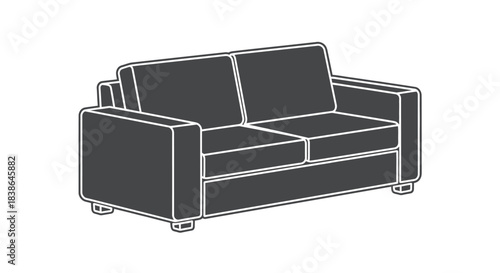 A line drawing of a twoseater sofa on a