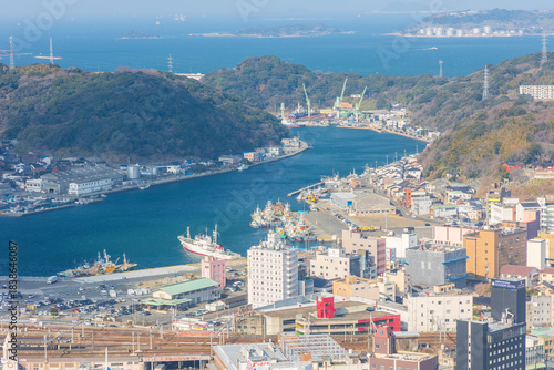 日本の都市風景　山口県下関市　海峡ゆめタワーからの眺望