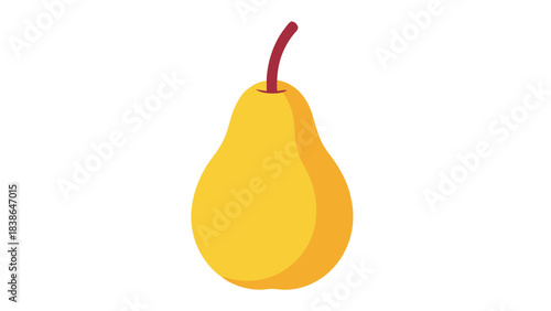 A Single Yellow Pear with a Red Stem Rests Against a Stark Black Background Offering a Clean and Simple Aesthetic Ideal for Design and Culinary Projects