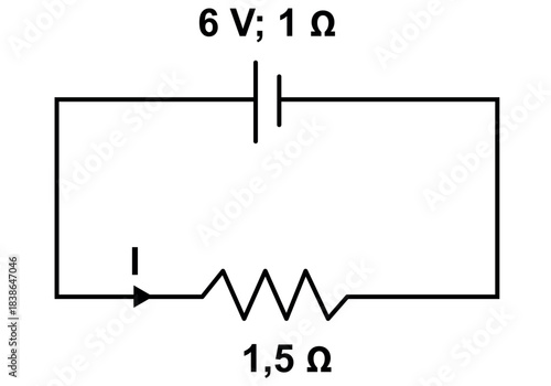Simple Electrical Circuit Diagram With Battery And Resistor — 6V Source And 1.5Ω
