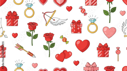 Elegant Valentine's Day Pattern with Romantic Elements