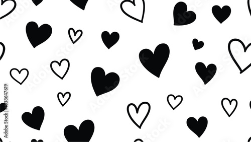 Hearts Pattern Black and White Love Designs for Valentine's Day