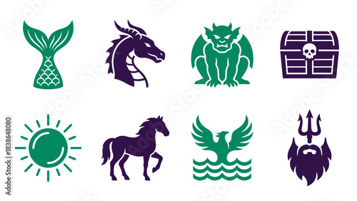 Fantasy Mythical Creature and Symbol Icons Collection