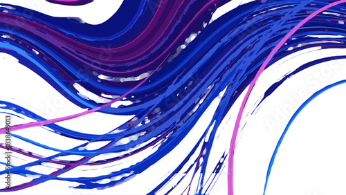 Abstract flowing lines of vibrant blue and pink light trails create a dynamic digital art pattern against a dark background representing futuristic technology or energetic motion