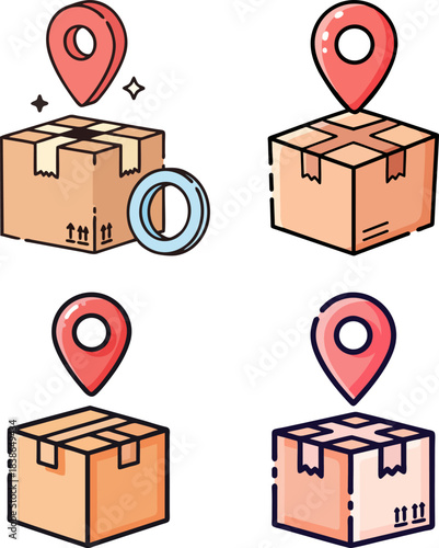 cardboard boxes set on a white background