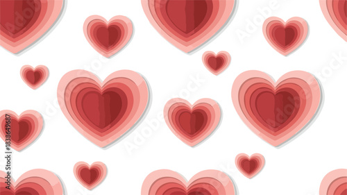 Heart Pattern Layered Paper-Cut Design for Valentine's Day