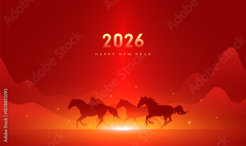 Year of the Horse Red New Year banner background