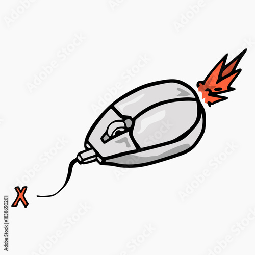 vector design of broken and disconnected mouse