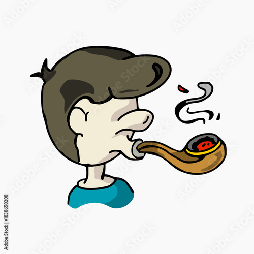 vector design of a person smoking using a pipe