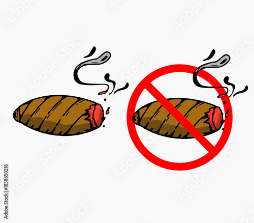 Cigar vector design and no smoking sign design