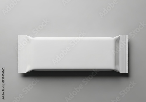 Blank white candy bar wrapper mockup isolated on gray surface ready for branding