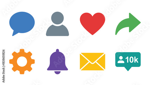 Social Media Icons Set User Engagement Elements Collection