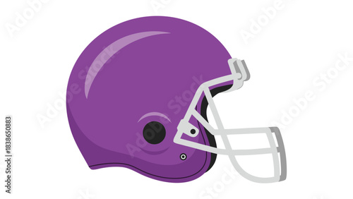 American Football Helmet A Purple Sports Protective Gear For Athletes On A Black Background With A Clear View Of The Helmet Shell Facemask And Ear Holes