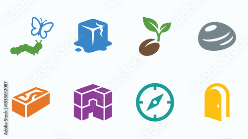 Concept Icons Transformation Growth Stability Direction and Opportunity