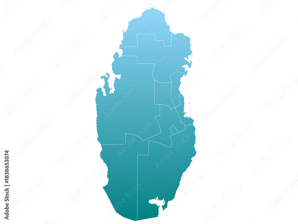 Fototapeta premium Qatar map, Qatar administrative map. municipality map of Qatar, blank Map, empty map of Qatar