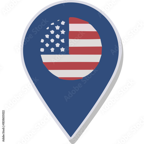 Free Download Location Pin Icon With Usa Flag Symbol Inside In Blue And White Colors Representing United States Of America Travel And Navigation - GFXLoad