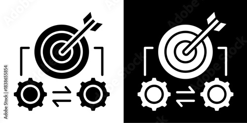 Goal Integration Icon Set White Style Collection
