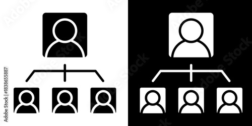 Organizational Tree Icon Set White Style Collection
