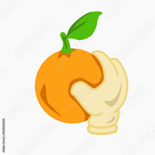 design vector illustration of a hand holding an orange fruit