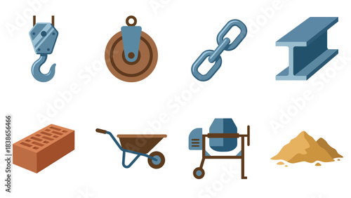 Construction Site Equipment and Materials Graphic Set