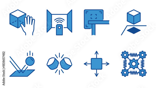 Set of Icons Representing Physics Concepts and Future Technologies