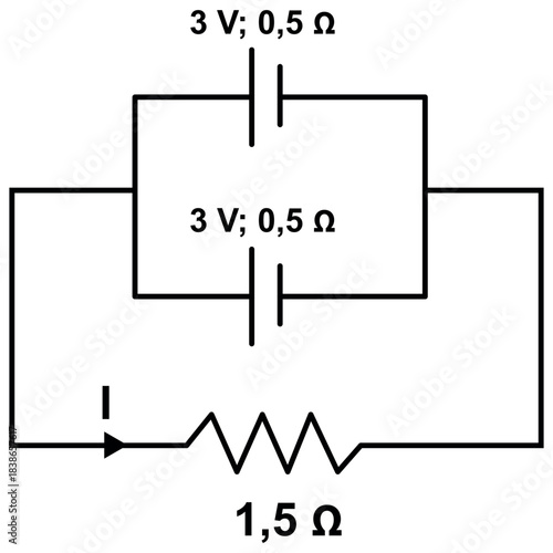 Electric Circuit Diagram With Batteries And Resistor — Simple Electronics Concept