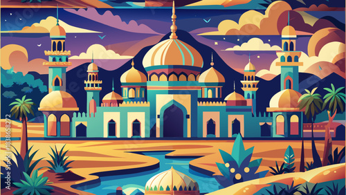 Animated Crescent Moon with Moving Clouds Night Sky Background