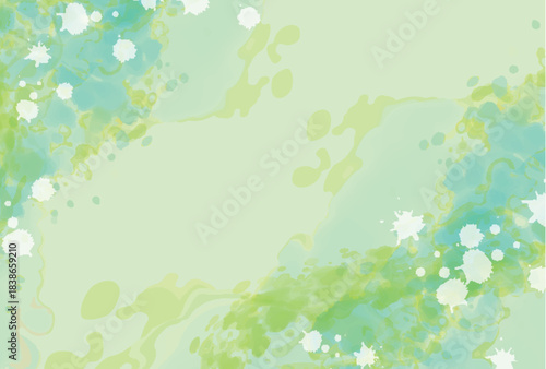 和柄　緑　水彩　模様　背景