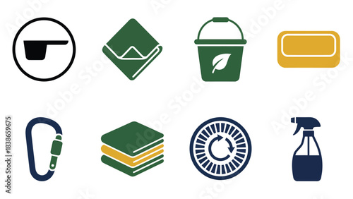 Eco Friendly Cleaning and Maintenance Icons Sustainable Solutions for a Clean Environment