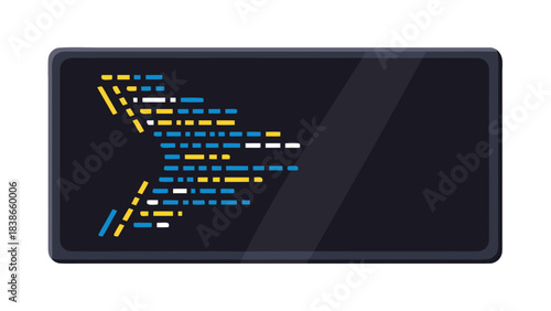 Dark Screen Displaying Abstract Code Snippet With Yellow Blue and White Characters Against A Black Background Minimalist Digital Abstract Art