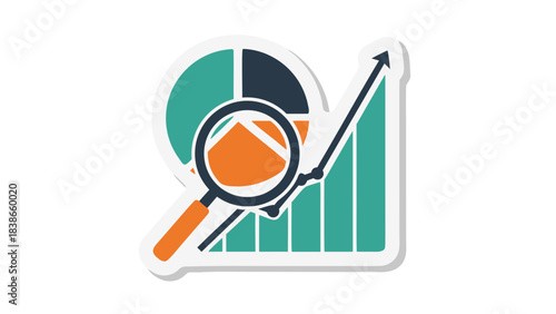 Data Analysis And Financial Growth Chart With Magnifying Glass Representing Business Research And Investment Strategy On Black Background