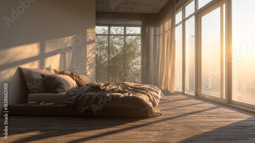 Sunkissed slumber Bedroom bathed in golden morning light.