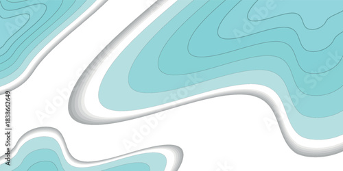Abstract background with wavy light blue and white layers creating a topographic or paper-cut effect.
