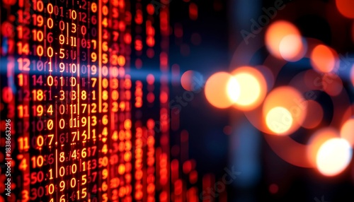 A captivating display of binary code numbers glowing, evoking a sense of technological advancement and data processing