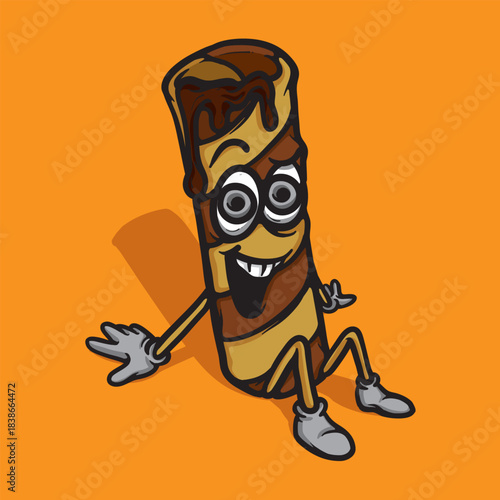 Chocolate wafer stick Cartoon Vector Illustration