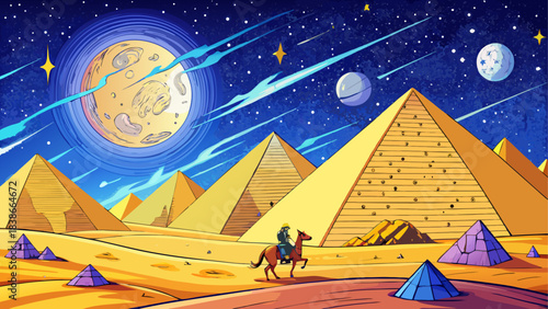 Cozy Campsite Under Starry Night Sky Illustration