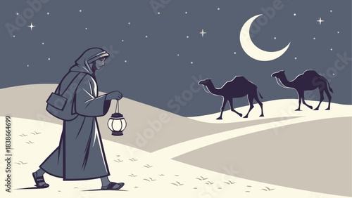 Cozy Campsite Under Starry Night Sky Illustration