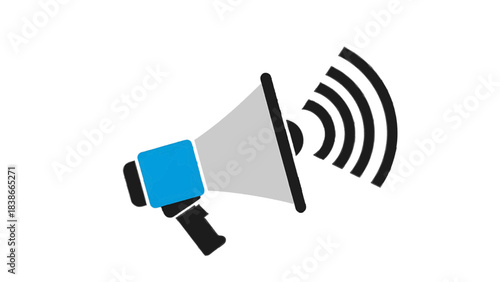 Vector illustration of megaphone icon with sound waves, announcement symbol, isolated on white isolated on transparent background