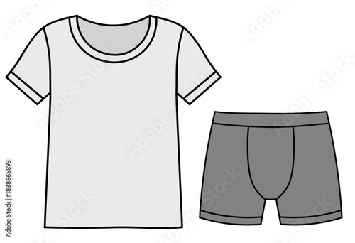 Men’s Undershirt and Boxer Brief Set Illustration