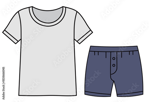 Men’s Undershirt and Trunks Underwear Set Illustration
