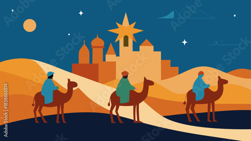 Deep Blue Night Sky with Crescent Moon and Shimmering Stars