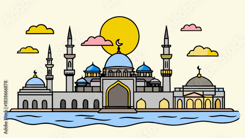 Deep Blue Night Sky with Crescent Moon and Shimmering Stars